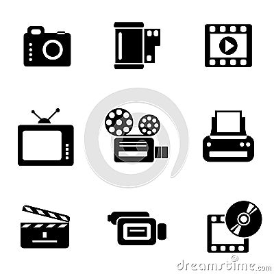 Computer photo-video icons Vector Illustration