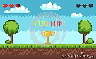 Computer Pixel Game Interface Vector Illustration