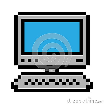 Computer pixel icon simple design. vector Vector Illustration