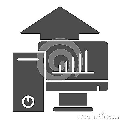 Computer platform testing solid icon. Test hardware components and up symbol, glyph style pictogram on white background Vector Illustration