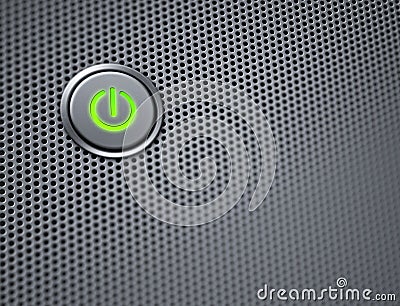 Computer power button on closeup Stock Photo