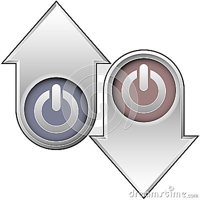 Computer power on up and down arrows Vector Illustration