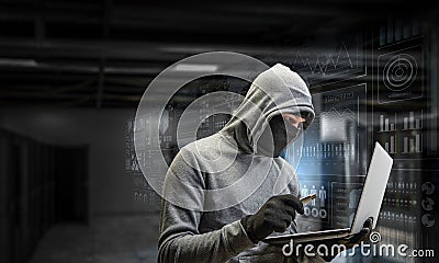 Computer privacy attack. Mixed media . Mixed media Stock Photo