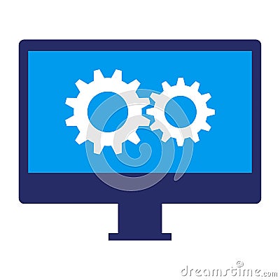 Computer processing data and system optimization icon Vector Illustration