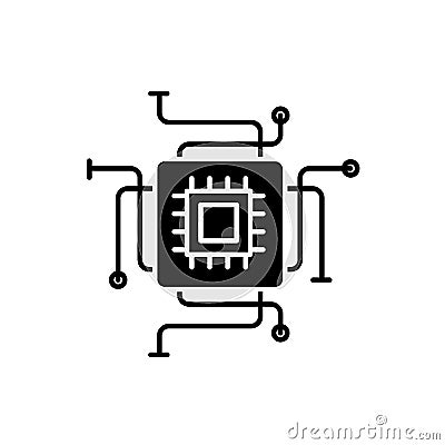 Computer processor black icon, vector sign on isolated background. Computer processor concept symbol, illustration Vector Illustration