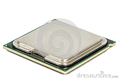 Computer processor, multicore CPU, isolated on white background Stock Photo