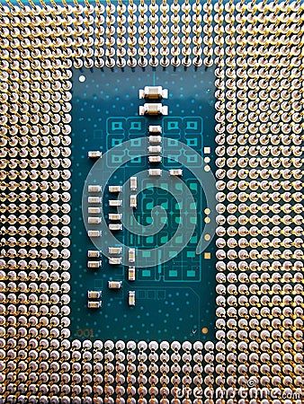 Computer processor. Pin Grid Array. Stock Photo