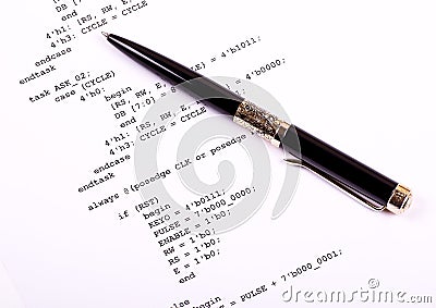 Computer program and pen Stock Photo