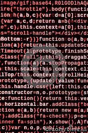 Computer program preview. Programming code typing. Information technology website coding standards for web design Stock Photo