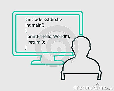 Computer Programmer line Icon Vector Illustration