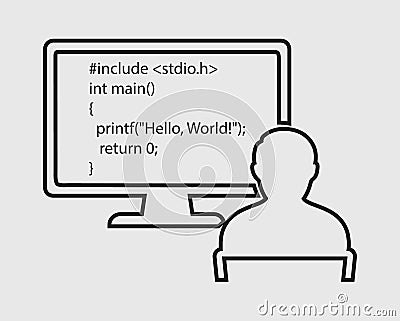 Computer Programmer line Icon Vector Illustration