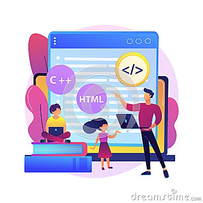 Computer programming camp abstract concept vector illustration Vector Illustration