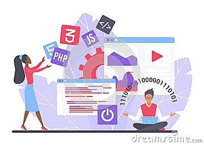 Computer programming skills and coding proficiency Vector Illustration