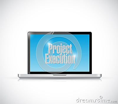 Computer project execution illustration design Cartoon Illustration