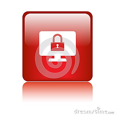 Computer protection icon web button Vector Illustration