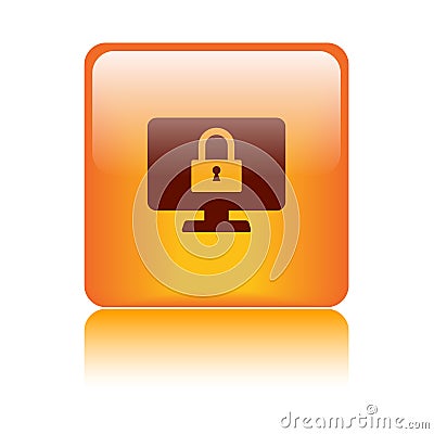 Computer protection icon web button Vector Illustration