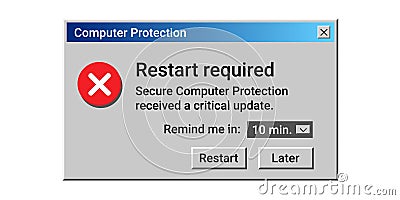 Computer protection message. Danger error notification on scree. Vector Illustration