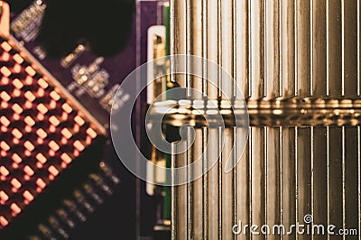 Computer radiator abstract macro background. processor cooling system Stock Photo