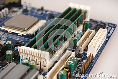 Computer RAM, system, main memory, random access memory, onboard, computer detail, close-up Stock Photo