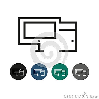 PC Desktop Outline Graphic Illustration Vector Illustration