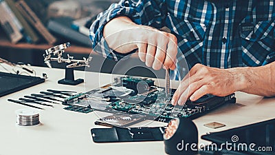 Computer repair engineer pc electronic hardware Stock Photo