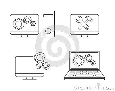 Computer repair icon Vector Illustration