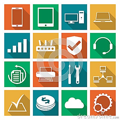 Computer repair service icons set Vector Illustration