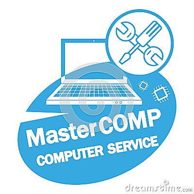 Computer repair service. Laptop with screwdriver and wrench. Vector Illustration