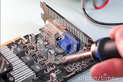 Computer repair, video card Stock Photo