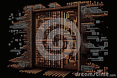 computer, running genetic programming algorithm to solve complex mathematical problem Stock Photo