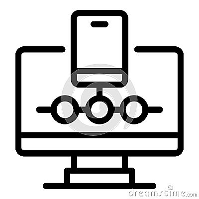 Computer safe authentication icon, outline style Vector Illustration
