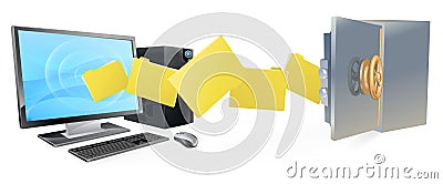 Computer safe secure transfer backup Vector Illustration