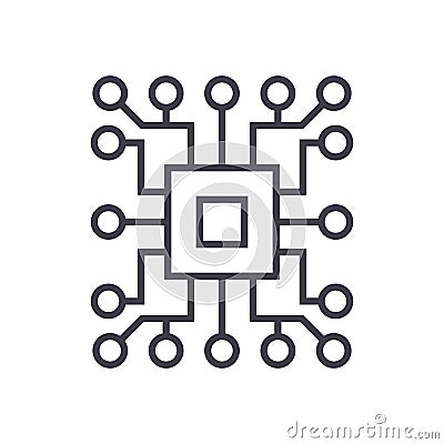 Computer science,circuit vector line icon, sign, illustration on background, editable strokes Vector Illustration