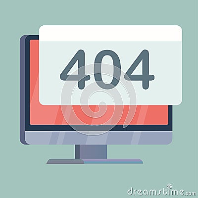 computer screen with 404 alert warning on Vector Illustration