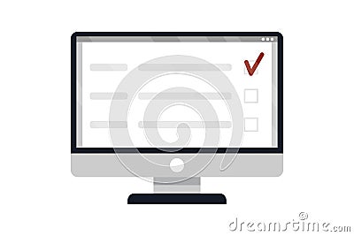 Computer screen with checklist document. Concept of paper checklist Vector Illustration