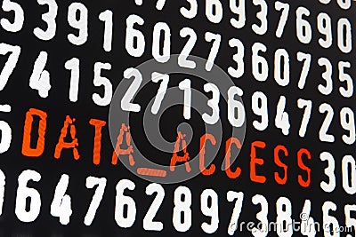 Computer screen with data access text on black background Stock Photo