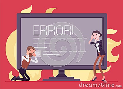 Computer screen of death, stop error, fatal system problem Vector Illustration