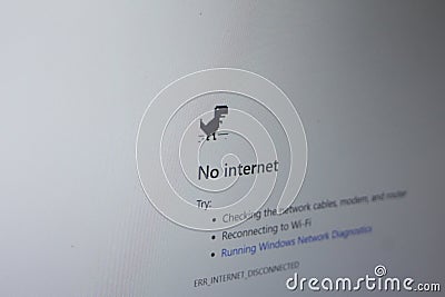 No Internet Connection Error on a Computer Screen Editorial Stock Photo