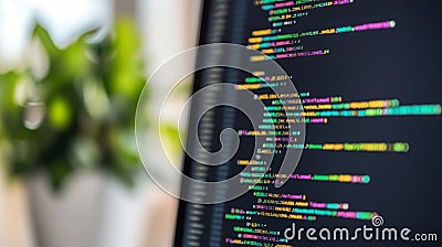 Computer Screen Displays Colorful Programming Code Stock Photo