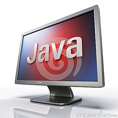 Computer screen with Java text 3D Cartoon Illustration