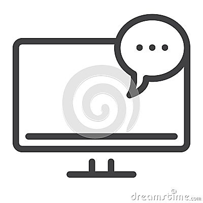 Computer screen with message line icon Vector Illustration