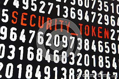 Computer screen with security token text on black background Stock Photo