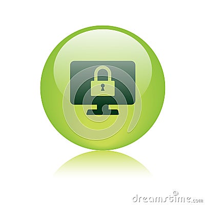 Computer security icon web button Vector Illustration