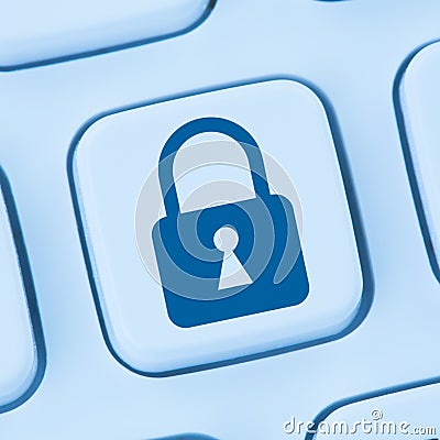 Computer security internet lock icon online data protection blue Stock Photo