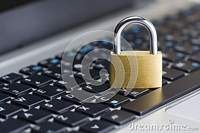 Computer Security Padlock Keyboard Stock Photo