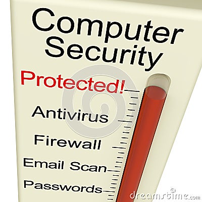 Computer Security Protected Meter Stock Photo