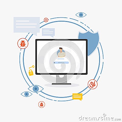 Computer security technology. Security of the computer system from external threats. Dos attack Stock Photo