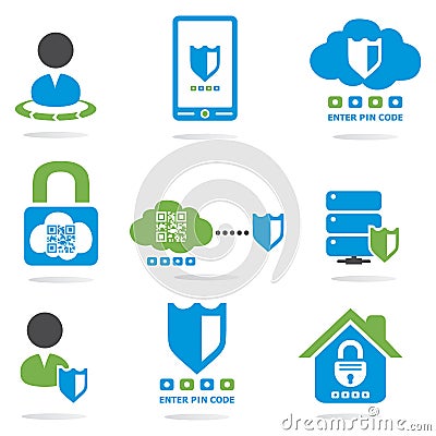 Security web icons set Vector Illustration
