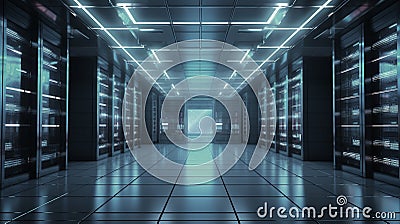 computer server control room for collect big data. information management. generative AI Stock Photo