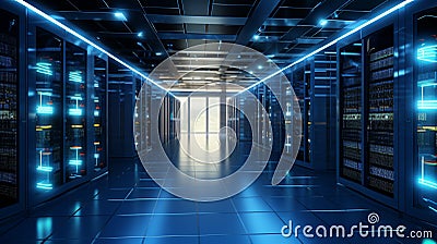 computer server room. data center for digital database collection. generative AI Stock Photo